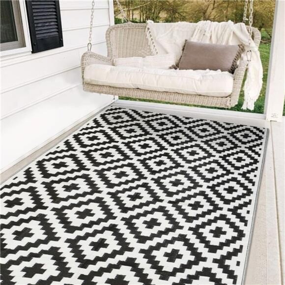 Reversible Mats, Plastic Straw Rug, Modern Area Rug, Large Floor Mat and Rug - Picture 1 of 6